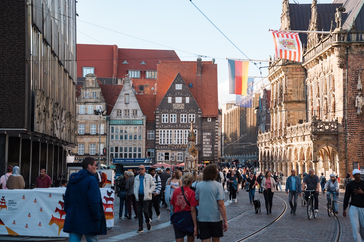Aufnahme des Bremer Marktplatzes während des Tags der Deutschen Einheit